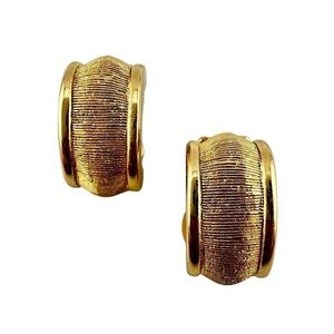 Vintage Christian Dior Earrings, Gold-tone Clip with Textured Design